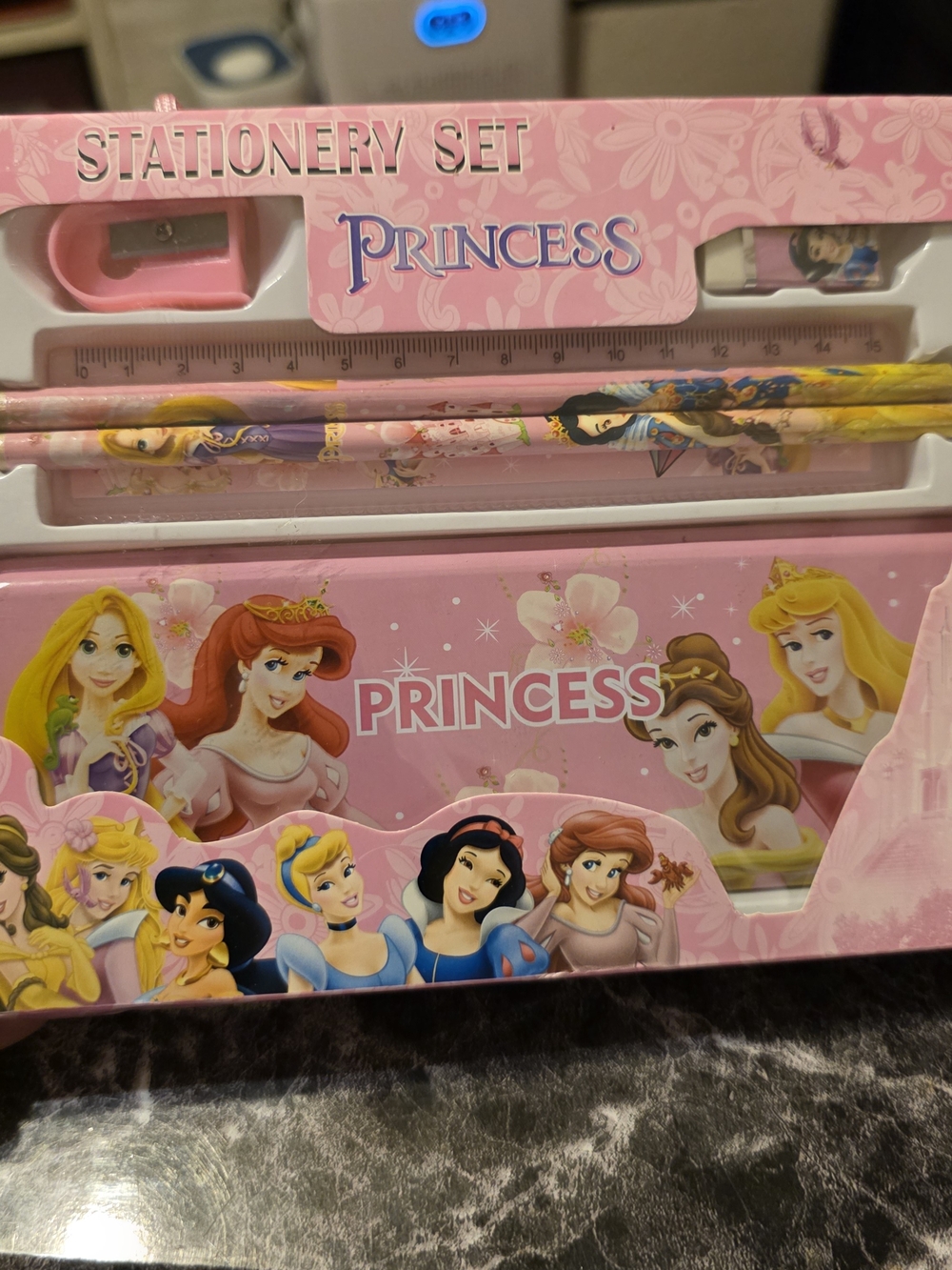 Prince Pink Princess Stationery Set with Character Pencil Case
